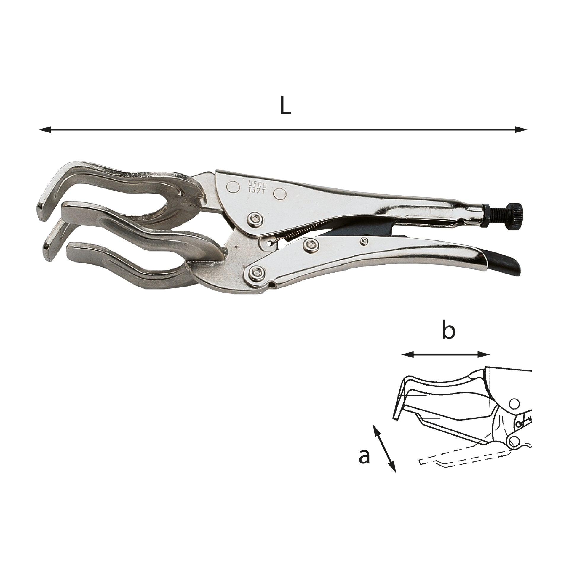 137 T - Pince autobloquante réglable à becs fourchus - Usag - U01370101 137 T - Pince autobloquante réglable à becs fourchus - Usag - U01370101